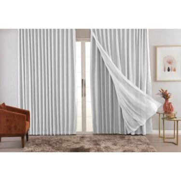 Imagem de Cortina Trilho Suiço Blackout Com Linho Branca 5.00 X 2.80