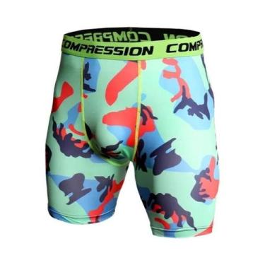 Imagem de Shorts De Compressão Masculinos Com Estampa Camuflada 3D Para Musculaç