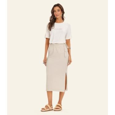 Imagem de Saia Super Midi Visco Maquinetada Rovitex Bege, P, Bege