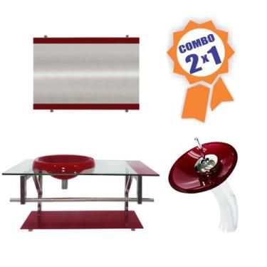 Imagem de Combo 2 em 1 - Gabinete 90cm Áustria + Torneira Ibiza - EKASA, Vermelh
