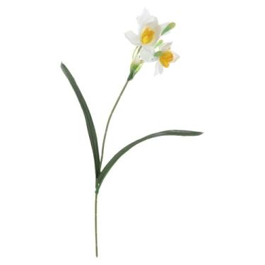 Imagem de Flores DIY buquê de casamento elegante falso narciso flor adereços para fotografia buquê de noiva buquê artificial decoração de casa (branco e amarelo)