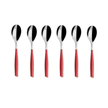 Imagem de Colher Para Café 13cm Inox 6 Peças Vermelha Glamour Bugatti