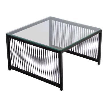 Imagem de Mesa De Centro Quadrada Com Tampo De Vidro Santiago Preto