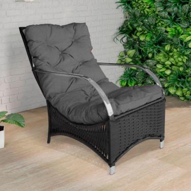 Imagem de Poltrona Roma Para área Externa De Alumínio E Fibra Sintética Preto-cinza