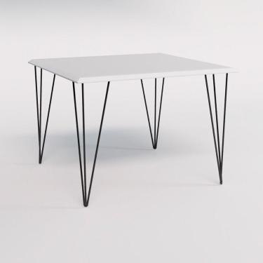 Imagem de Mesa Eames Clips De Ferro Preto Tampo Quadrado Branco 90X90
