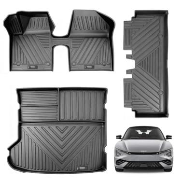 Imagem de Vanseno Tapetes de chão e forro de carga para KIA EV6 2024 2023 2022 forro de chão tapete de porta-malas para todos os climas TPE acessórios de proteção de borracha (não para 1ª fileira manual)