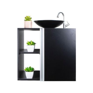 Imagem de Conjunto Gabinete Para Banheiro Preto Com Cuba Harpia