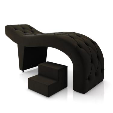 Imagem de Maca de Estética para Massagem Cílios Fixa Lash Estofada com Escada Veludo Marrom G83 - Gran Belo