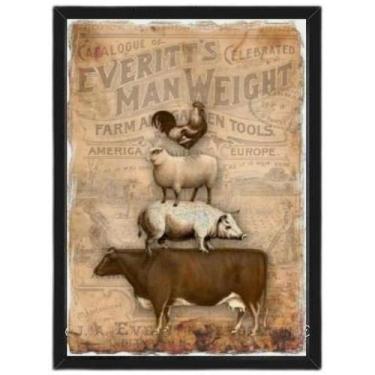 Imagem de Quadro Vintage Animais Fenda 45X34Cm Madeira Preta - Quadros On-Line