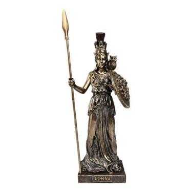 Imagem de Deusa Atena Mitologia Grega Estátua Decorativa Resina Bronze - Tenda M
