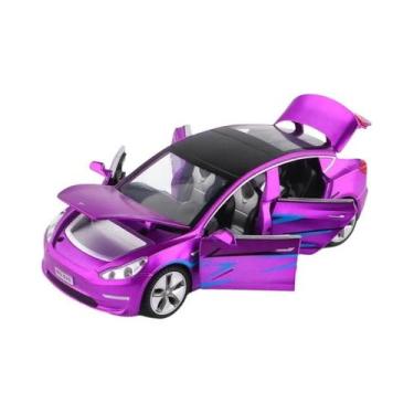 Imagem de Carro De Brinquedo Tesla Model 3 Em Liga Metálica 1:32 Para Crianças, 