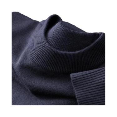 Imagem de Suéter Masculino Casual De Outono Com Gola Alta Falsa, Quente E Leve, 