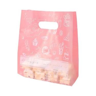 Imagem de 50 Sacolas Plásticas Recortadas Com Alça Para Doces, Bolos, Organizaçã