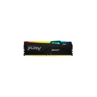 Imagem de Memória RAM Kingston Fury Beast RGB, 32GB, 5200MHz, DDR5, CL40, para Intel XMP, Preto - KF552C40BBA-32