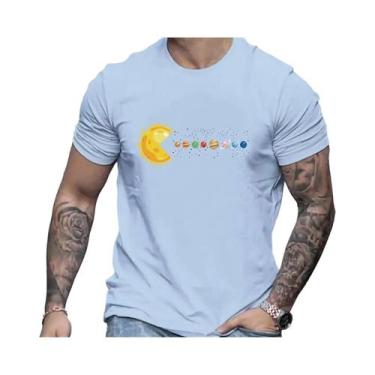 Imagem de Camiseta Masculina De Algodão De Verão Com Estampa De Planetas Do Sist
