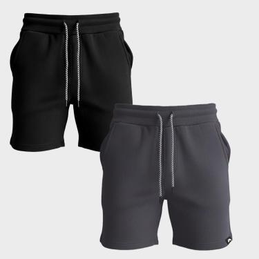 Imagem de Kit 2 Bermudas Masculina Moletom Short Dagg Algodão Lisa Com Bolsos-Masculino