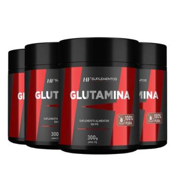 Imagem de 4x glutamina 300g hf suplementos