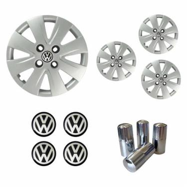 Imagem de Jogo Calota Aro 14 Gol Voyage Saveiro G5 2009 à 2012 + Emblema Resinad