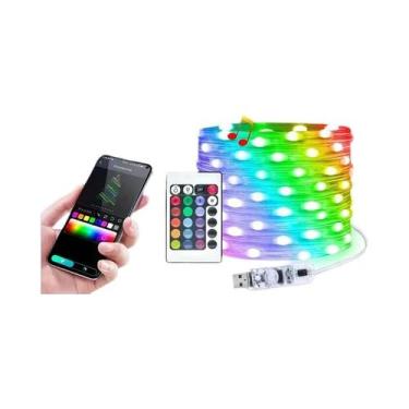 Imagem de Luzes De Natal LED RGBIC WS2812B Com Bluetooth USB 5V, Endereçáveis, C