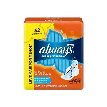 Imagem de Absorvente Always Super Proteção Seca Com Abas Embalagem c/ 32 unidades