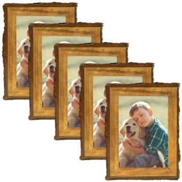 Imagem de Porta-retratos Golden State Art Rustic Brown Wood 5x7 (pacote com 5)