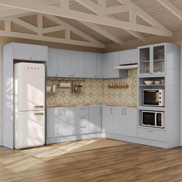 Imagem de Cozinha Modulada 12 Pçs sem Tampo com Cristaleira e Kit Lat Marselha C