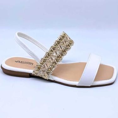 Imagem de Sandália Feminina Mississipi Rasteirinha Estilo Conforto J0441, Branco