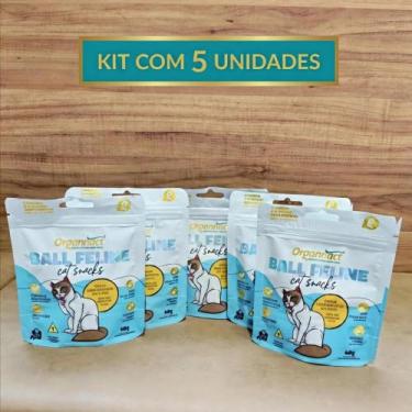 Imagem de Kit Econômico 5x Petiscos Organnact Ball Feline Contra Bolas de Pelos 