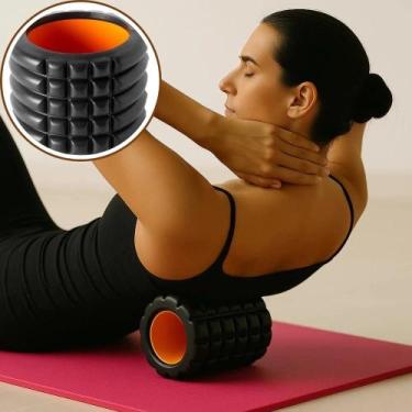 Imagem de Mini Rolo Preto Laranja Esporte Pilates Yoga Academia Musculação Exerc