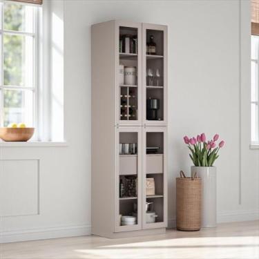 Imagem de Cristaleira 4 Portas de Vidro 230cm de Altura MDF Rodapé PVC Dobradiça