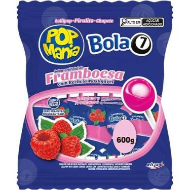 Imagem de Pirulito pop mania recheado 12g sabor:bola7 framboesa, BOLA7 FRAMBOESA
