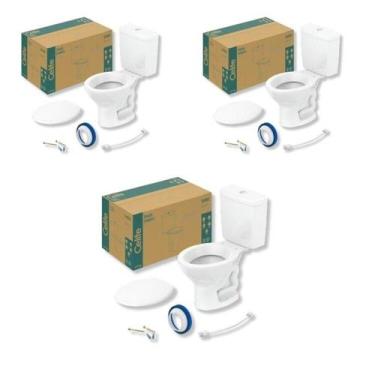Imagem de Kit 3 de Bacia com Caixa Acoplada 6 Litros Saveiro Branco Celite