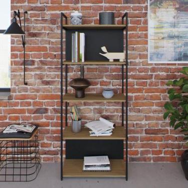 Imagem de Estante com 5 Prateleiras 152x60x33cm com Fundo Yon Marrom/Vermont/Pre