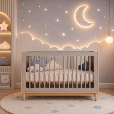 Imagem de Berço Americano 2 em 1 vira Mini Cama em MDF e Madeira Maciça Certific