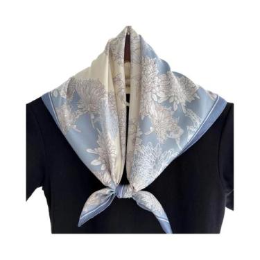 Imagem de Lenço De Seda Luxuoso Feminino 70x70cm, Estilo Praia, Bandana Para Cab