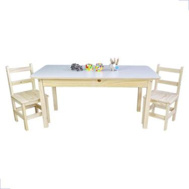 Imagem de Mesa Infantil Didática Retangular com 2 Cadeiras Madeira Resistente Me