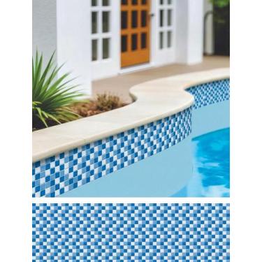 Imagem de Kit 18 Adesivos Piscina Degradê Pastilha Azul 100x30cm - RESITANK