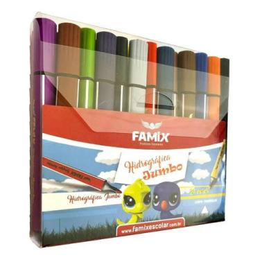 Imagem de Caneta Hidrográfica Famix Jumbo 24 cores