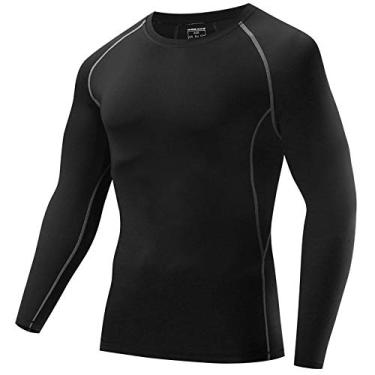 Imagem de yeacher Camisa de manga comprida masculina de compressão Jersey Active Sports Base Layer Camiseta Camisa de treino atlético para ciclismo e corrida fitness