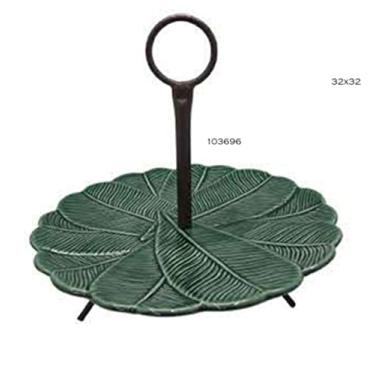 Imagem de Prato de doce folha verde com suporte Home Garden
