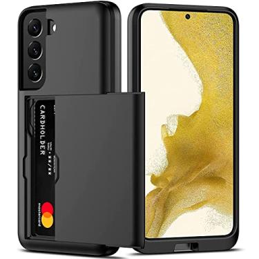 Imagem de Capa Porta Cartão para o Samsung Galaxy S22 Plus - Compartimento Oculto para Amazenamento de 2 Cartões e Proteção Anti-impacto Cor: Preto