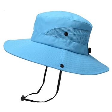 Imagem de Chapéu do chapéu do sol chapéu fêmea chapéu fêmea chapéu fêmea do rabo de cavalo do sol do chapéu de sol cor sólida cor sólida chapéu de borda grande,Blue