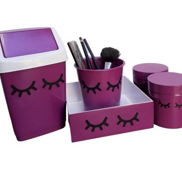Imagem de Organizador de maquiagem cílios c/lixeira roxo