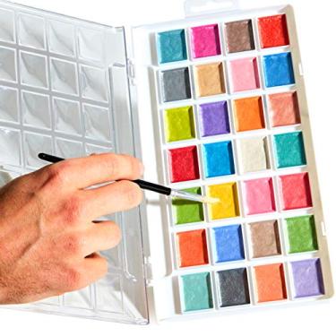 Imagem de Fácil de limpar, conjunto de aquarela de 28 cores brilhantes não tóxicas com pincel. A tinta brilhante e lavável é divertida, brilhante e de secagem rápida. Ótimos presentes para crianças e iniciantes. Estojo resistente + melhores presentes para atividades infantis