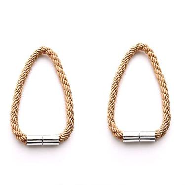 Imagem de Cortinas Magnéticas Corda Trançada Cortina Decorada Cortina Magnética Gravata Fivela Clipe Cortina Amarela, 2 pares