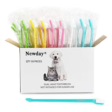 Imagem de Pacote com 50 escovas de dentes longas para cães e gatos, cerdas super macias seguras para animais de estimação, filhotes de cachorro, gatinho, cuidados dentários e orais, escovas de dentes e gengivas, escovas de dentes para animais de estimação na caixa, sacola individual a granel (colorida)