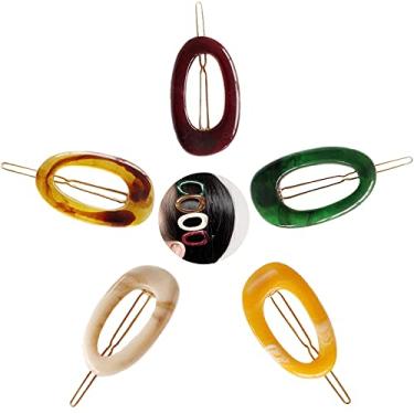 Imagem de 5 peças de presilhas de cabelo mármore acrílico oval vazado vintage francês acessórios de cabelo para mulheres meninas