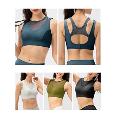 Imagem de Tingpai Sutiã de ioga fe no malha oco sem fio treino jogging colete casual