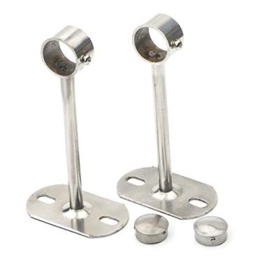 Imagem de Cortina de chuveiro Pxyelec de 2,5 cm com suporte para varão de guarda-roupa, suporte para cabos, soquete de flange, suporte de montagem de teto, peças de montagem que suportam ajuste fixo, aço inoxidável, pacote com 2