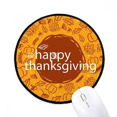 Imagem de Tapete de mouse com estampa de ilustração de feliz ação de graças para mesa de escritório tapete redondo para computador